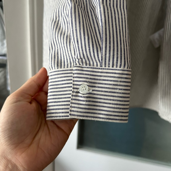 Sezane Tomboy shirt in striped ecru/blue 42/10 - Picture 3 of 5
